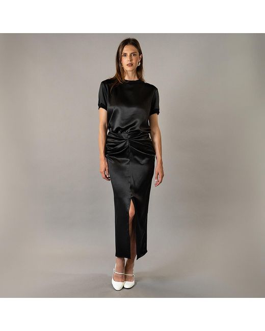 The Summer Edit Black Arielle Silk Skirt