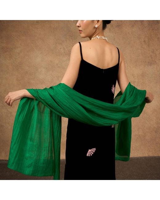 Silk and Bears Green Emerald Silk Scarf – Hand-Dyed Mulberry Silk Shawl, Wedding & Evening Wrap