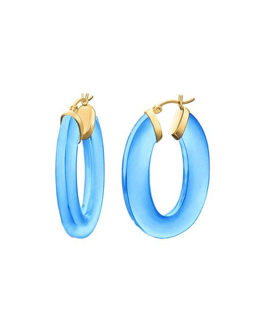 Gold & Honey Blue Flat Oval Hoops