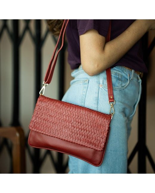 Hides Leather Co. Red Handcrafted Leather Crossbody Charm, Adjustable Wristlet For Phone, Passport & Essentials