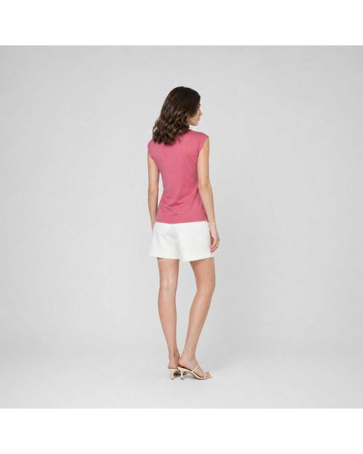Conquista Pink Dusty Rose Sleeveless V-Neck Fitted Top – Soft Viscose-Blend Fabric
