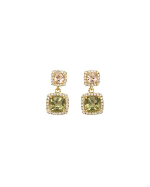 Uchi and Soto Metallic Shikaku Square Stone Drop Earrings