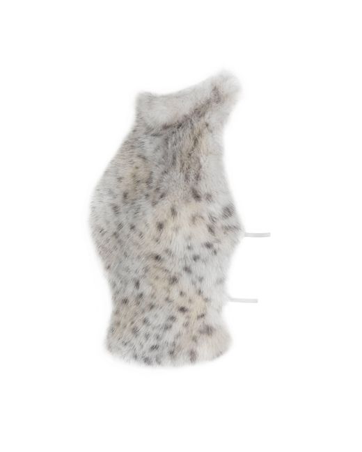 Miss Circle New York Gray Neutrals Sasha Tan Cheetah Backless Contoured Fur Halter Top