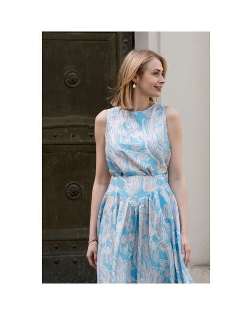 Oh!Zuza Blue Neutrals Wide-Strap Top & Midi Skirt Set