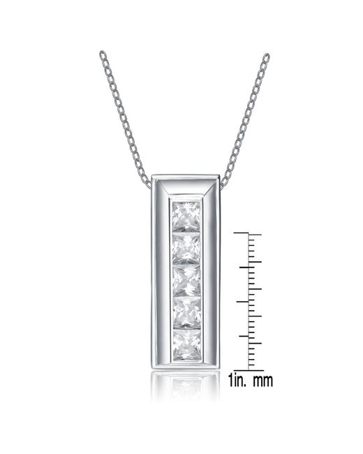 Genevive Jewelry White Sterling Silver Cubic Zirconia Multi Square Frame Necklace