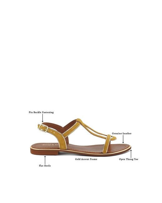 Rag & Co Brown Feodora Flat Slip-On Sandals By Rag & Co