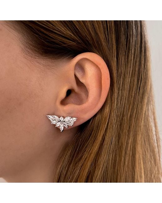 SALLY SKOUFIS Metallic Emergence Ear Climber With Made Cz Diamond Stimulant