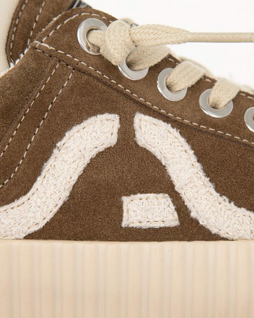 Springa | Unique Vulcanized Sneakers Italian Handmade Natural Wavy Suede Taupe Embroidery Sneakers for men