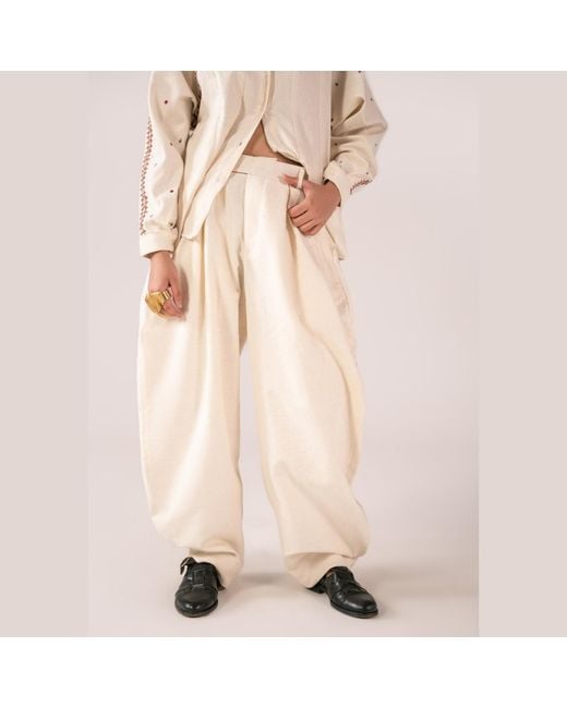 Collected Xx White Neelum Embroidered Panel Shirt