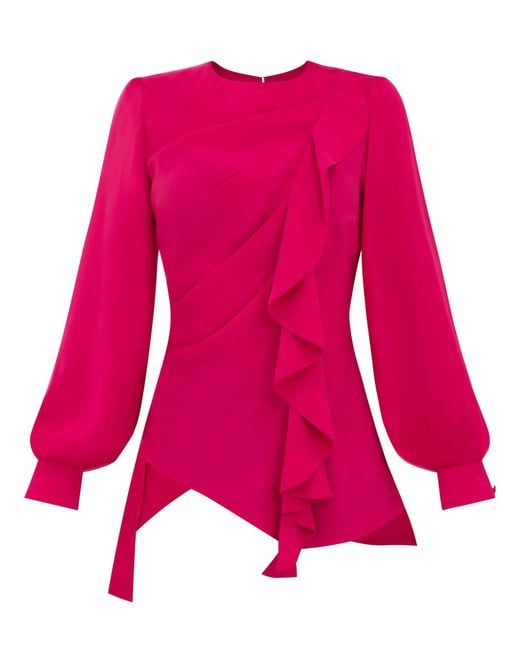 Tia Dorraine Red Dress To Impress Asymmetric Drape Blouse