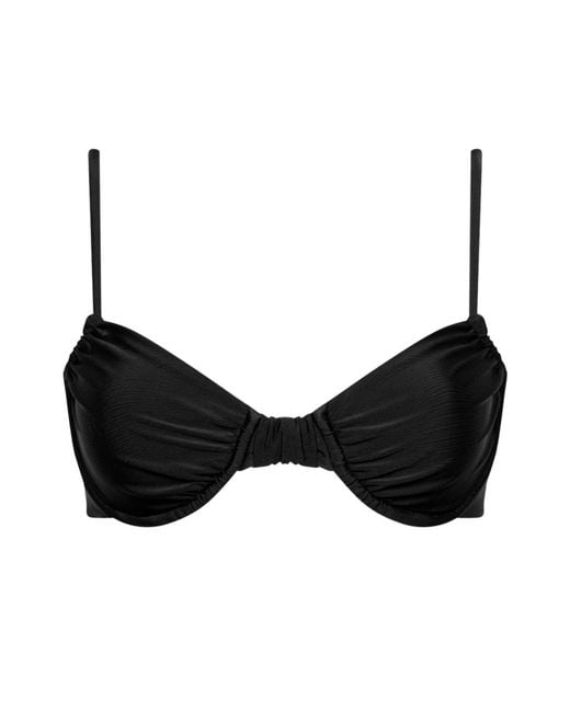 Playaluxe Black Capri Ruched Underwire Bikini Top
