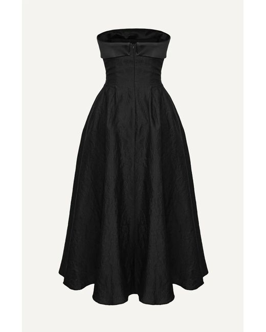 POST MERIDIEM Black Jacquard Midi Dress With Turn-Up