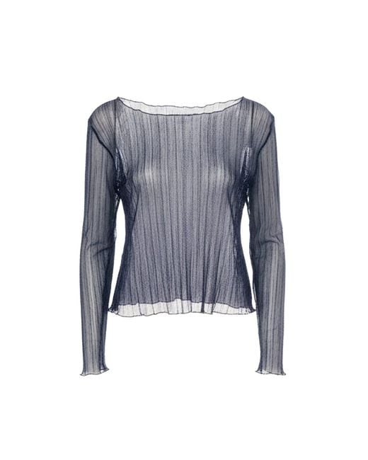 By Noa Rawitz Blue Urania Plissé Long Sleeves Top