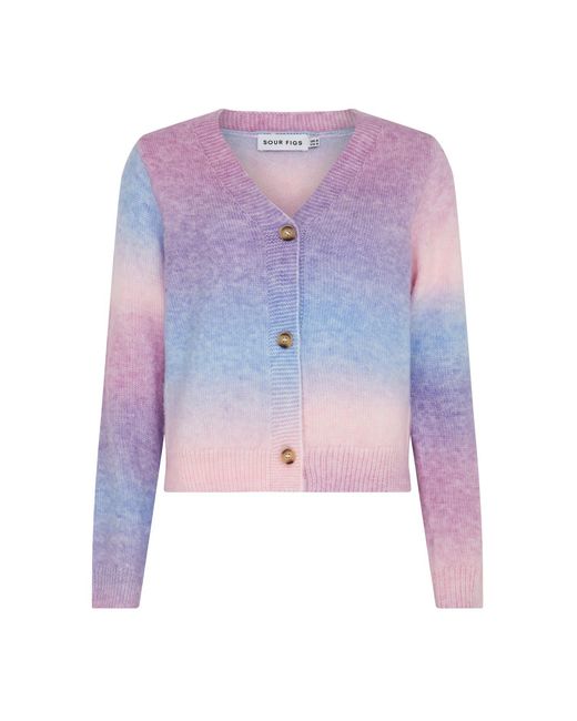 Sour Figs Purple Gradient Knit Button Cardigan