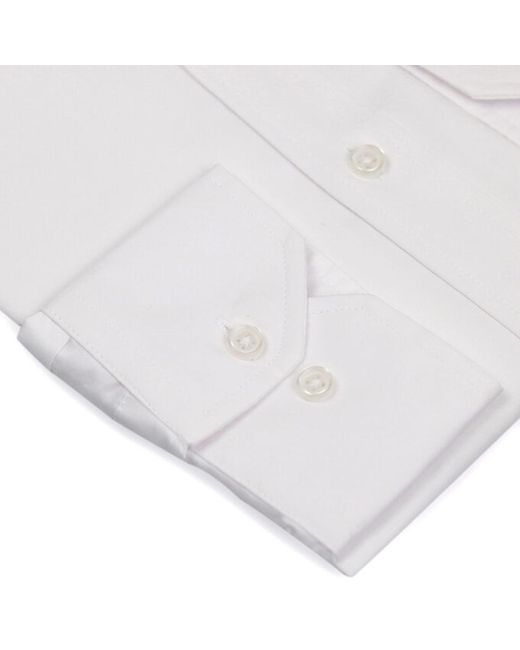 DAVID WEJ White Mandarin Button Cuff Poplin Shirt for men