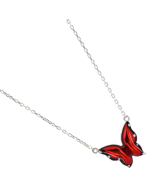 Ebru Jewelry Red Joy Enamel Butterfly Necklace
