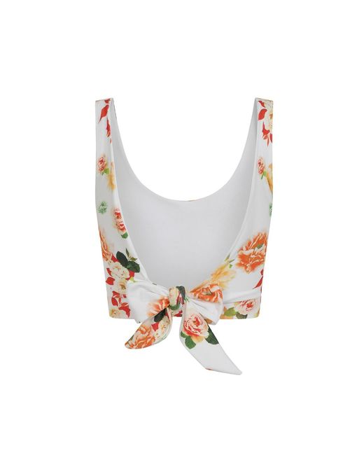 Sophie Cameron Davies White Floral Cotton Crop Top