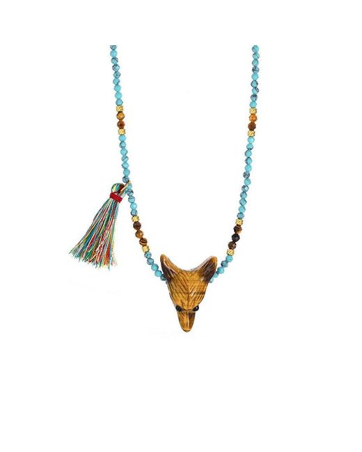Ormiro Metallic Wild Spirit Wolf Multi-Stone Necklace
