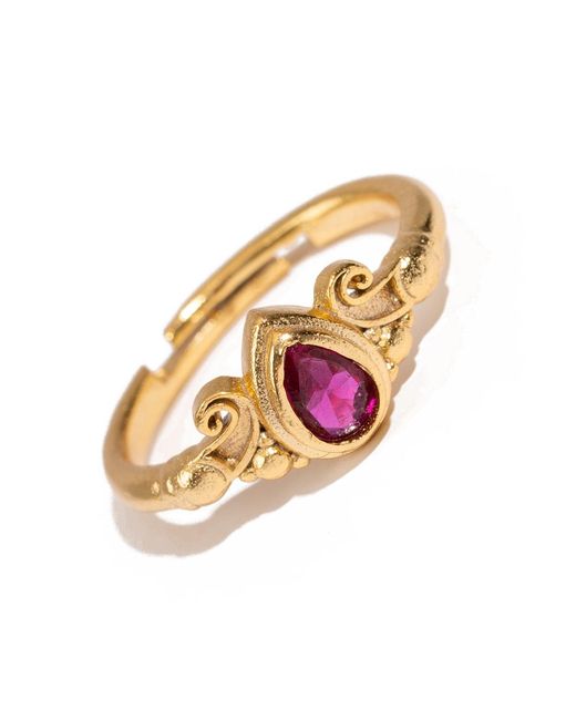 Ebru Jewelry Metallic Teardrop Ruby Gemstone Ring