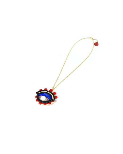 Gissa Bicalho White Acrylic Handmade Necklace Pendant Eye S