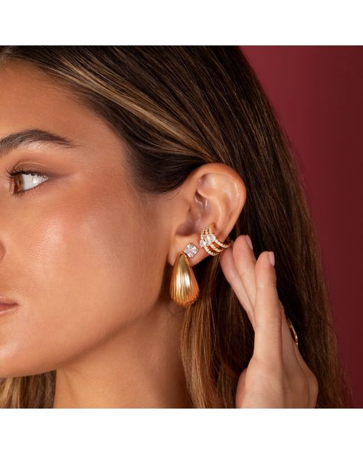 SHYMI Metallic Chunky Textured Tear Drop Earrings