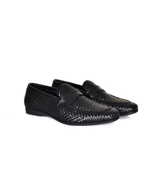 DAVID WEJ Black Lorenzo Woven Loafers for men