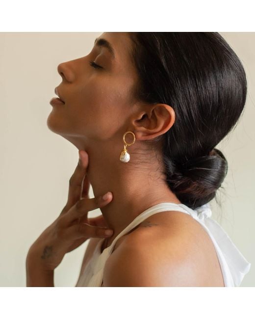 Dhwani Bansal Metallic Luludrop Earrings With Baroque Pearls