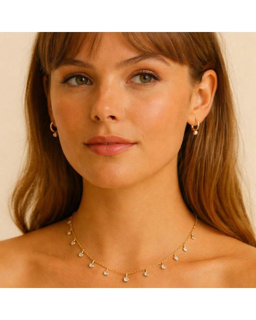 Lily Flo Jewellery Metallic Diamond Dangle Necklace