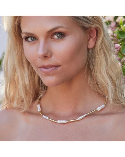 Adriana Pappas Designs Metallic Biwa Pearl Liquid Necklace