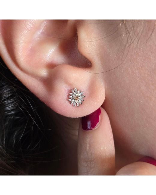 Harfi Metallic Citrine November Birthstone Chrysanthemum Birthflower Sterling Stud Earrings