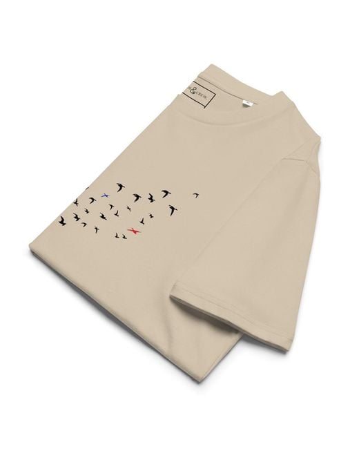 Anchor and Crew Natural Neutrals Desert Dust Birds Where's William Going? Organic Cotton T-Shirt