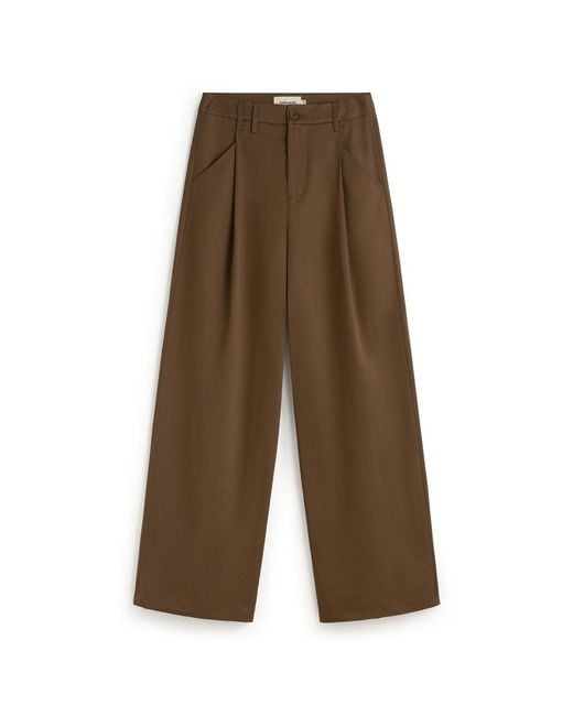 Thinking Mu Brown Wide Leg Pleat Molly Pants