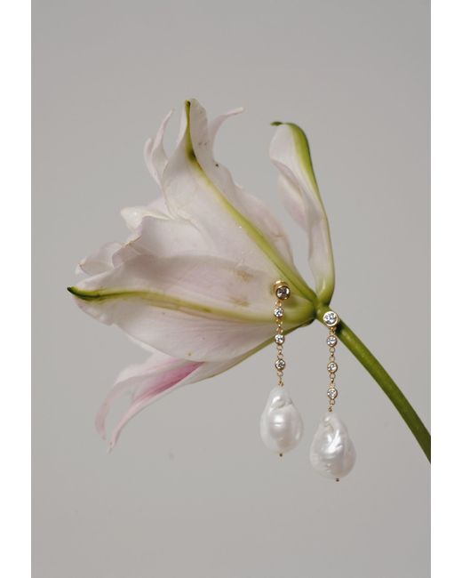 Lavani Jewels White Celine Pearl Baroque Earrings
