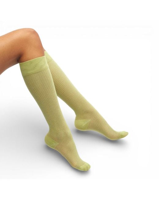 HIGH HEEL JUNGLE by KATHRYN EISMAN Green Everything's Fine Semi-Sheer Rib Knee Socks