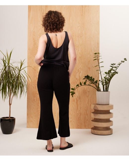 Known Supply Black Waffle Knit Cropped Flare Pants