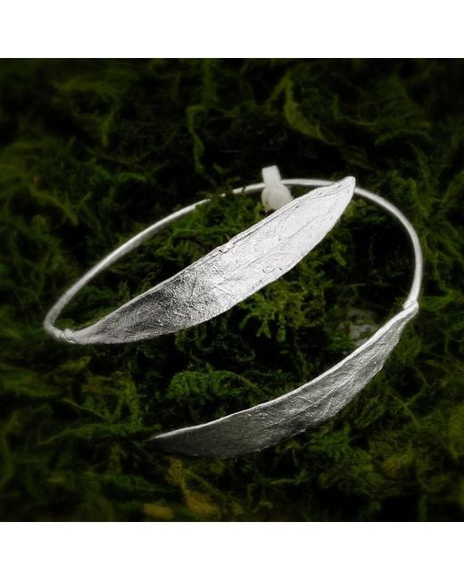 Mother Nature Jewelry White Leaf Bracelet, Handmade Cuff