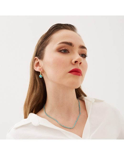 Spero London Blue Handmade Rope Braided Sterling Beaded Chain Necklace