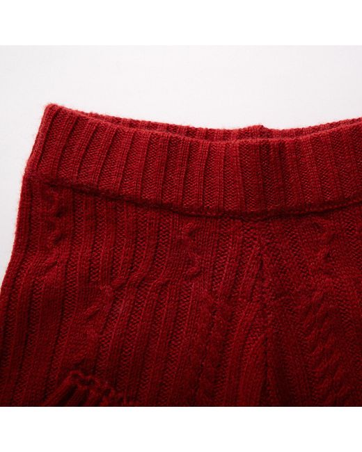 Fully Fashioning Red Fern Cable Wool Blend Knit Shorts