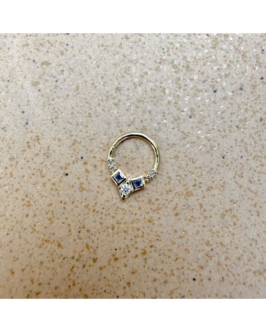 Zohreh Metallic Tanzanite & Diamond Daith Hoop Earring 9K