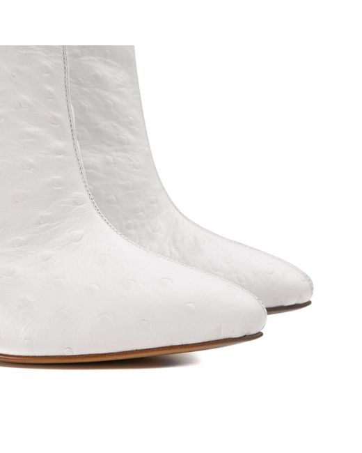 Rosamund Muir London White Venezia Ostrich Print Boots