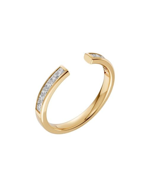 Aya Fine Jewelry Metallic Princess Cut Lab Diamond Open Wedding Band Ring