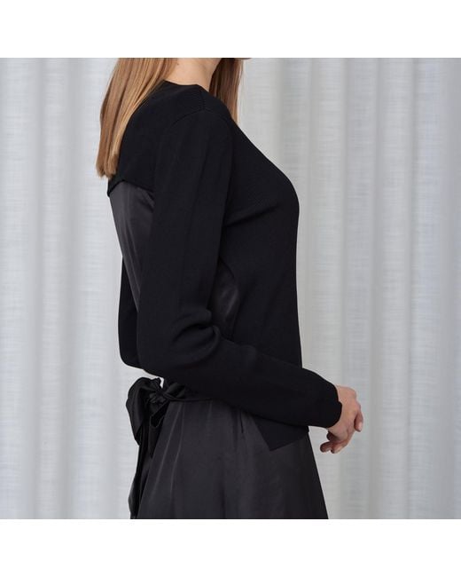 Roch Perel Black Backless Silk Tie Sweater