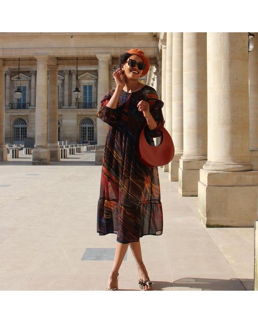NUMBAT Red Sahara Printed Sheer Midi Dress