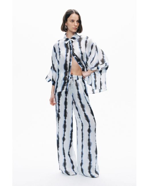 Nocturne Blue Flowy Tie-Dye Patterned Shirt