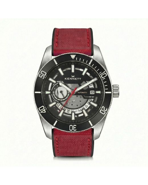 Kennett Watches & Accessories Red Viktor Automatic Watch Hybrid Sailcloth Strap for men