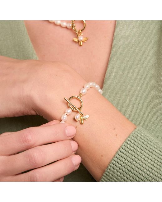 Pearls of the Orient Online Metallic Vita Cultured Freshwater Pearl Bracelet With Bumble Bee