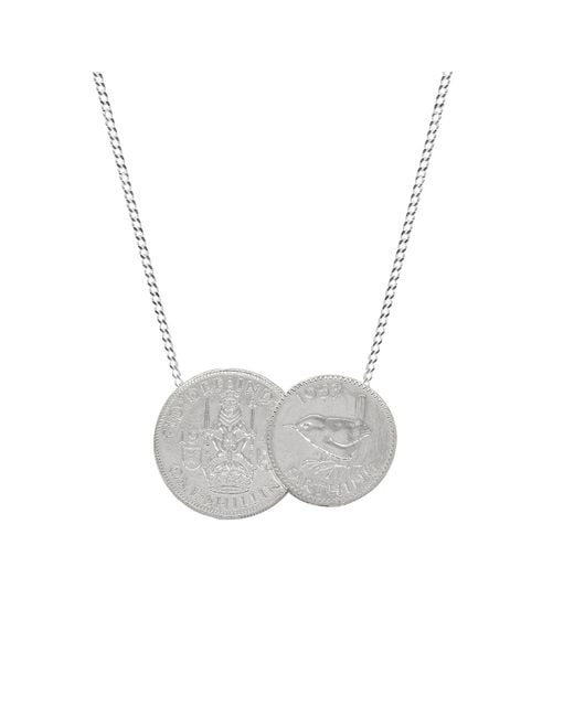 Katie Mullally Gray Scottish & English Double Coin Pendant & Chain for men