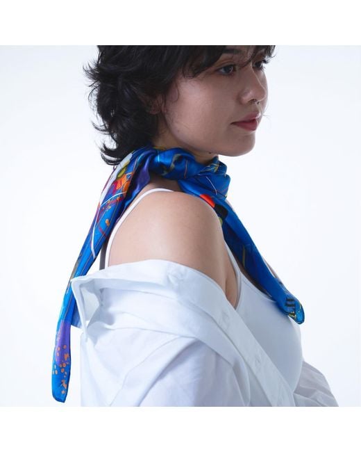 Lilia Munn Blue Mulberry Silk Scarf–