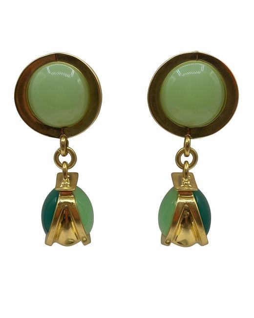 Michael Nash Jewelry Green Agatha Light Jade And Dark Jade Resin Two Tone Drop Earrings