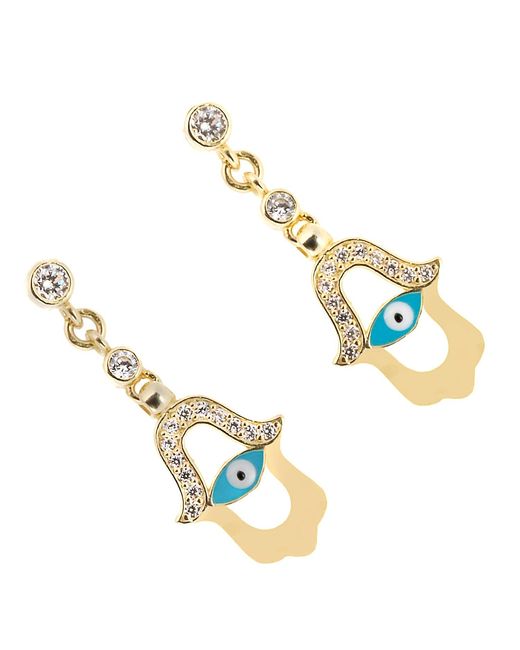 Ebru Jewelry Metallic Enamel Evil Eye Plated Hamsa Earrings